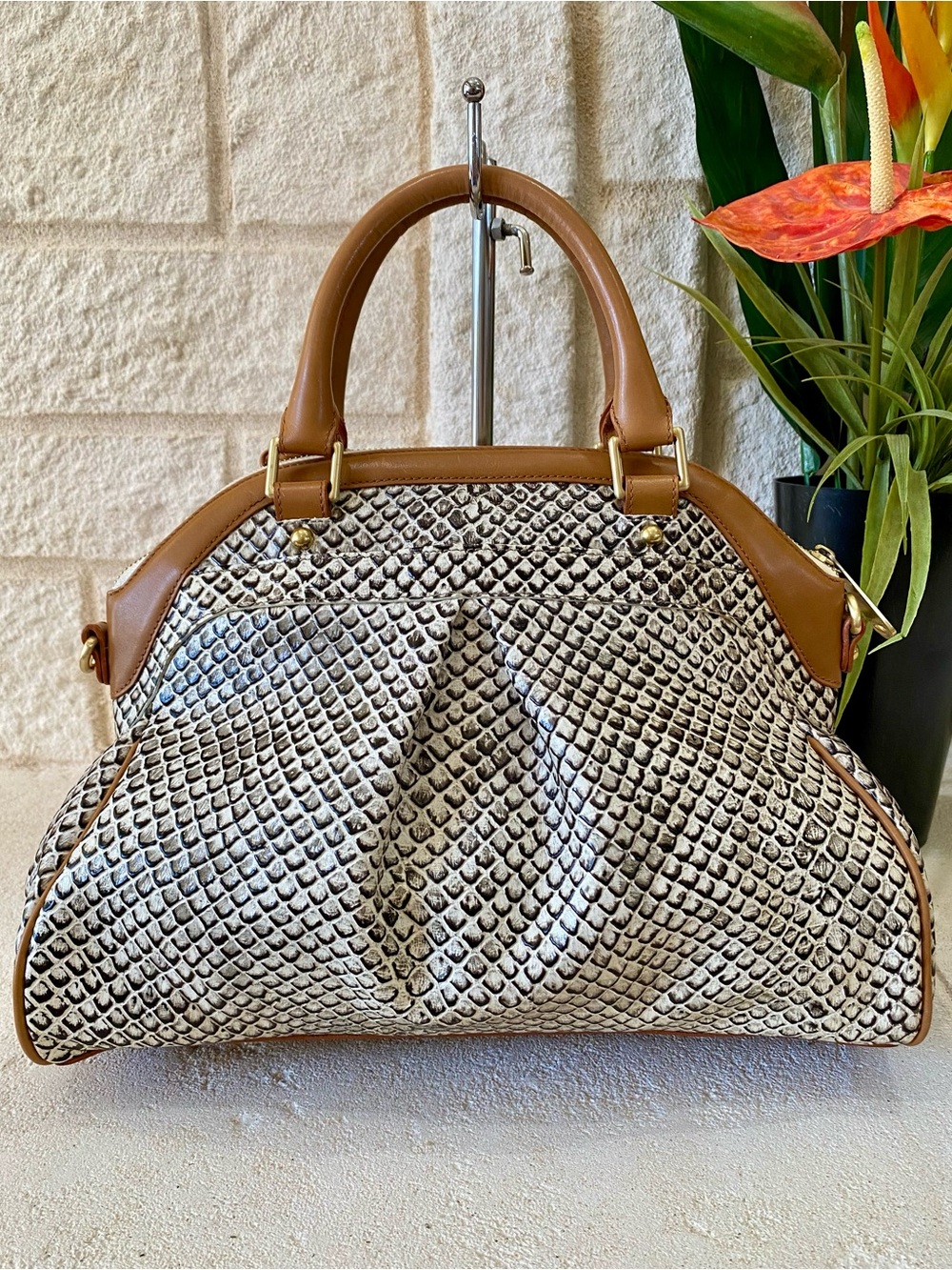 BLACK JAVA-LOUISE ROSE Brahmin Satchel - Picture 5 of 15